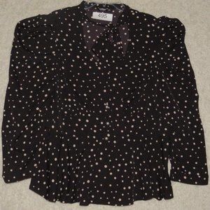 SHEIN* Women's 3/4 Sleeve Pearl Buttons Tie Up V-Neck Pullover Blouse‎ Size~ XL